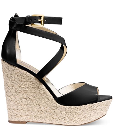 michael kors black patent wedges|michael kors wedge heels.